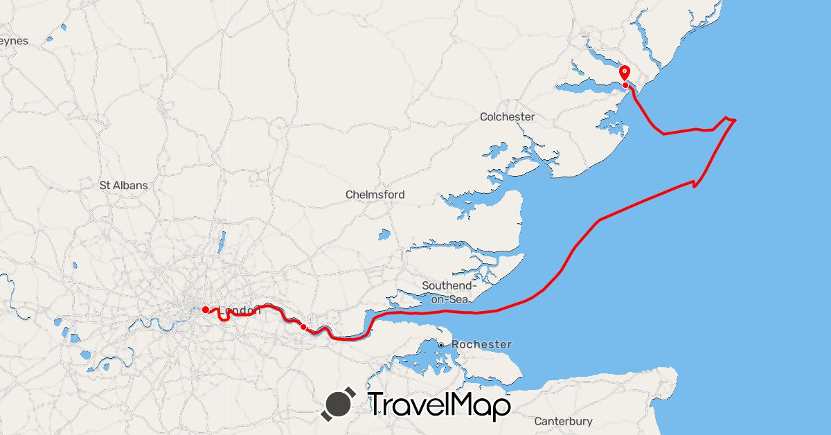 TravelMap itinerary: rowing in United Kingdom (Europe)