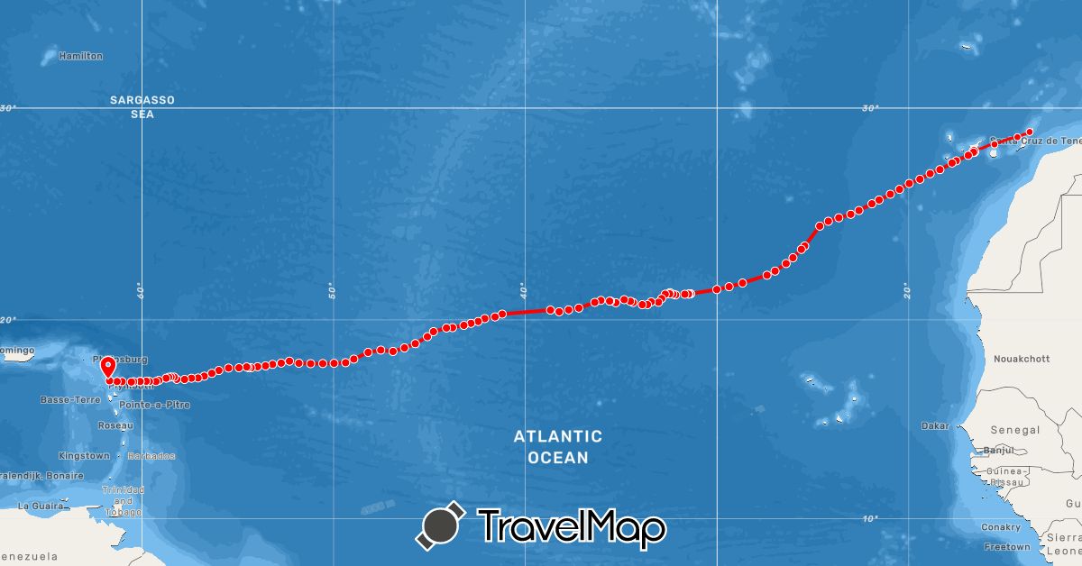 TravelMap itinerary: rowing
